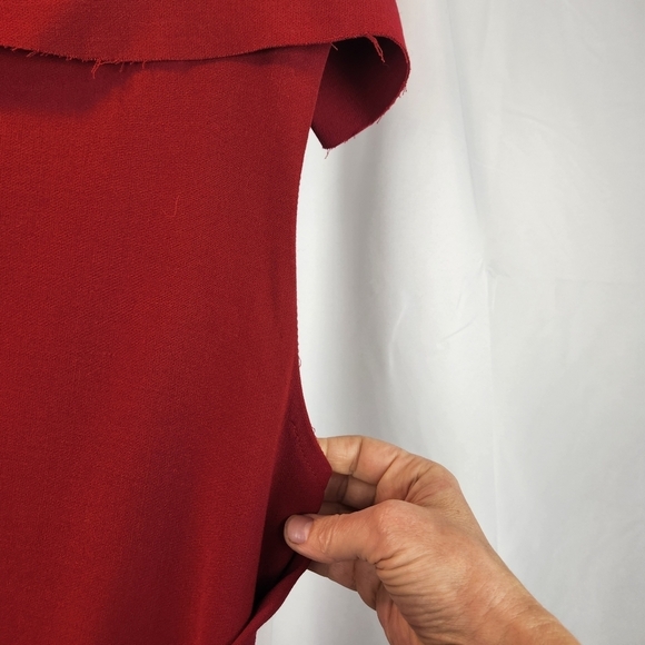 Lanvin Red Wool Raw Seam Asymmetric Dress size 12(44fr) in EUC - Picture 5 of 16